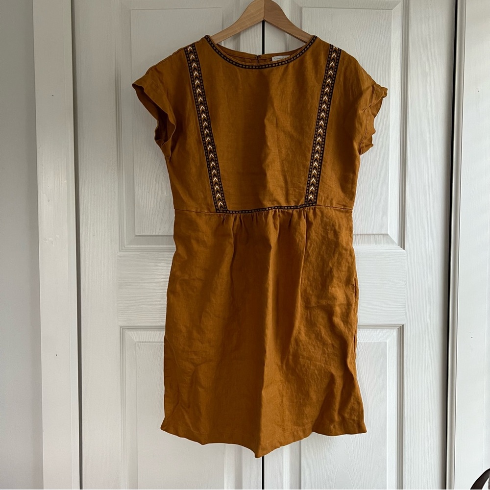 Garnet Hill Embroidered Popover Linen Dress